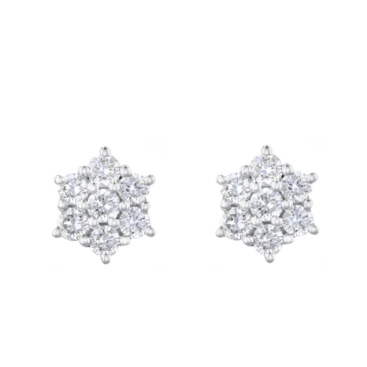 Everyday Diamonds 0.88ct Lab Grown Round Brilliant Flower Cluster Earrings | 9K White Gold - Image 2