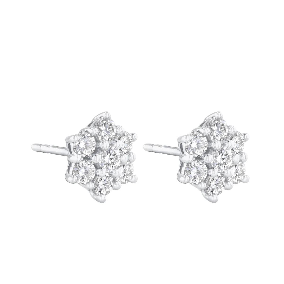 Everyday Diamonds 0.88ct Lab Grown Round Brilliant Flower Cluster Earrings | 9K White Gold - Image 3