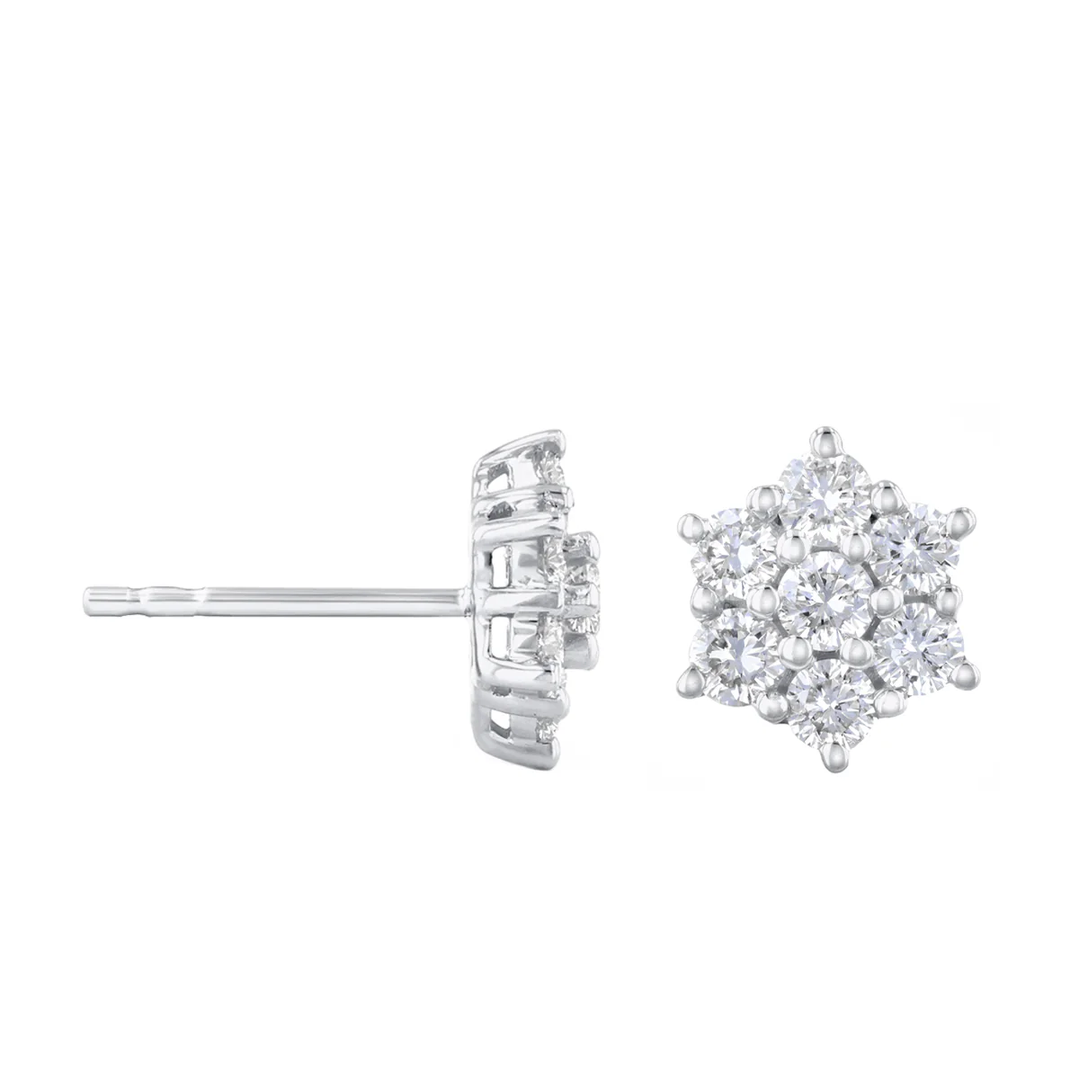 Everyday Diamonds 0.88ct Lab Grown Round Brilliant Flower Cluster Earrings | 9K White Gold - Image 4
