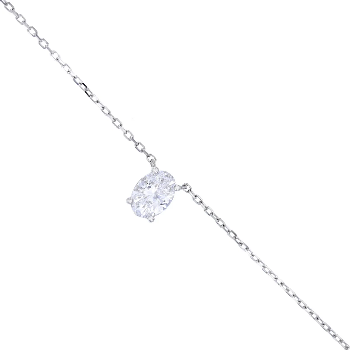 Everyday Diamonds 1.03ct Oval Cut Lab Grown Diamond Fixed Solitaire Necklace | 9K White Gold - Image 3