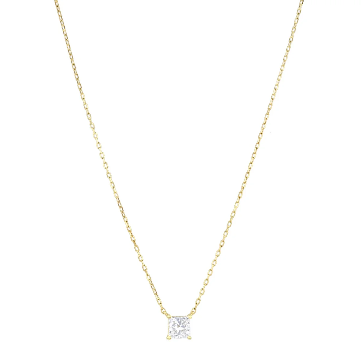 Everyday Diamonds 1.03ct Princess Cut Lab Grown Diamond Fixed Solitaire Necklace | 9K White Gold - Image 2