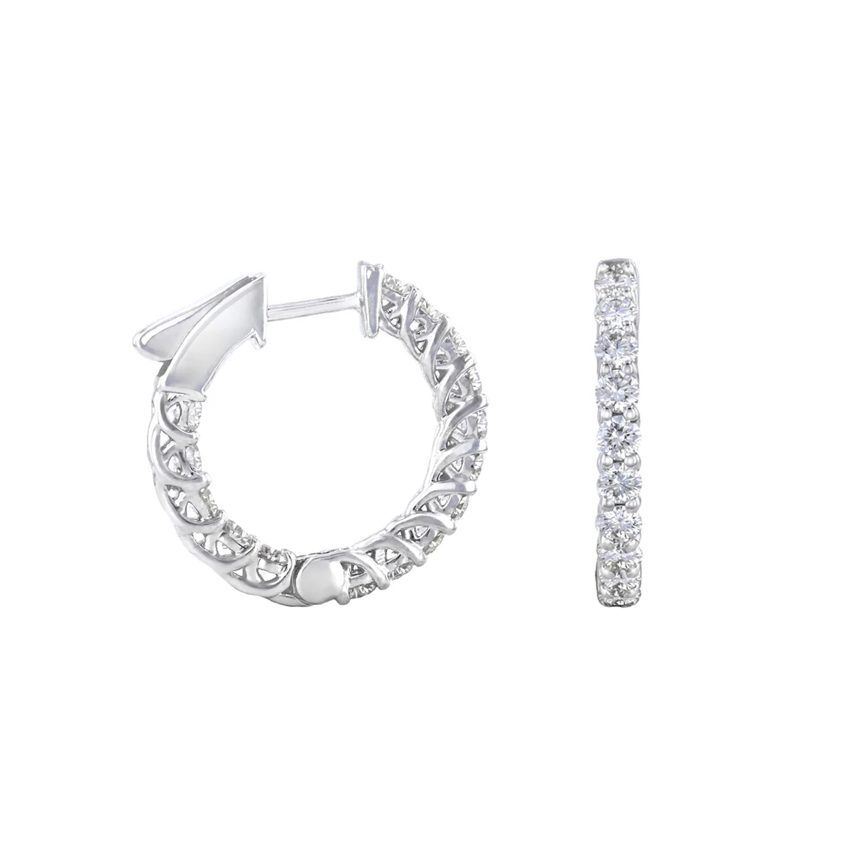Everyday Diamonds 1.21ct  Round Brilliant Cut Lab Grown Diamond Hoops | 9K White Gold - Image 4