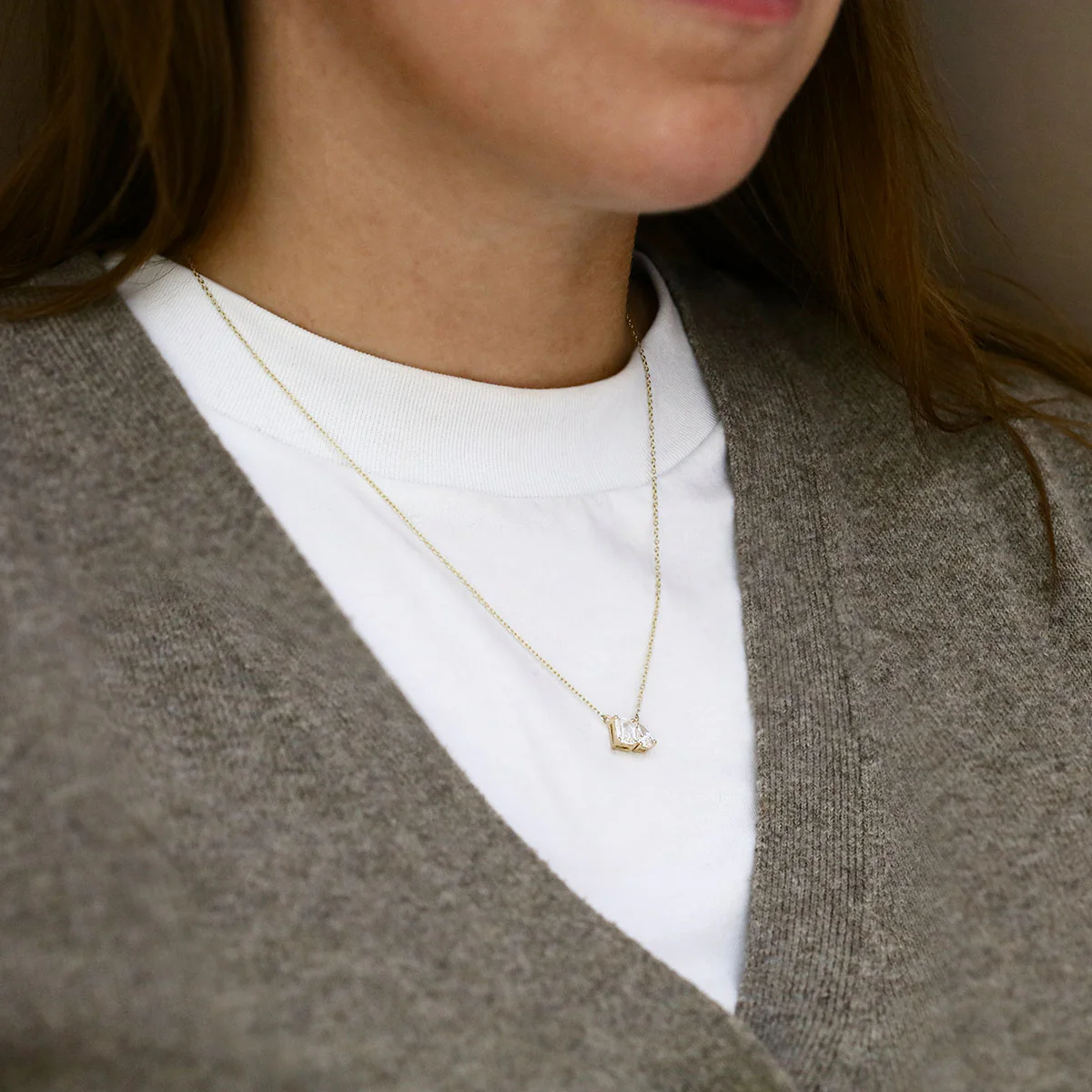 Everyday Diamonds 1.40ct Toi Et Moi Emerald and Pear Cut Lab Grown Diamond Necklace | 9K Yellow Gold - Image 5