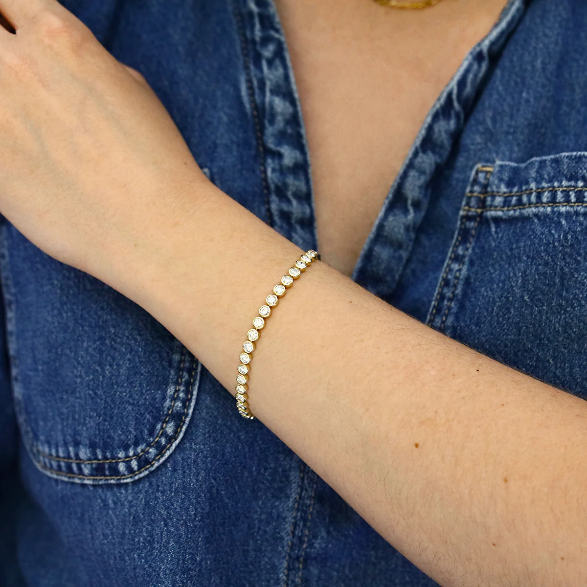 Everyday Diamonds 5.02ct Round Brilliant Cut Lab Grown Diamond Tennis Bracelet | 9K Yellow Gold - Image 3