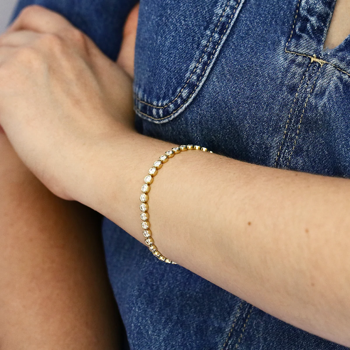 Everyday Diamonds 5.02ct Round Brilliant Cut Lab Grown Diamond Tennis Bracelet | 9K Yellow Gold - Image 4
