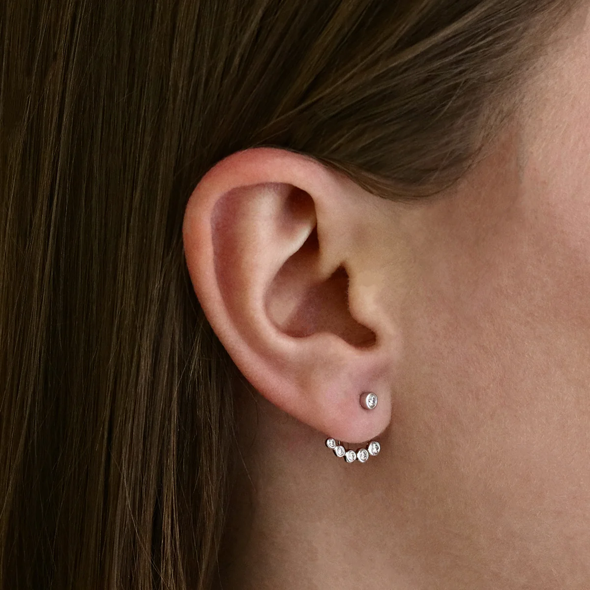 Everyday Diamonds Collection Diamond Stud Earrings with Diamond Jacket | 9K White Gold - Image 4