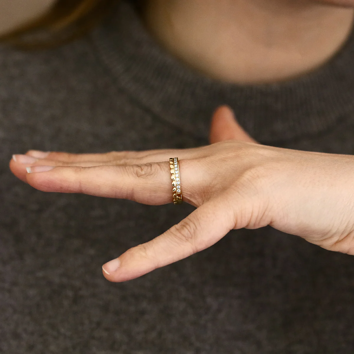 Everyday Diamonds Collection Double Row 0.23ct Diamond & Bead Ring | 18K Yellow Gold - Image 7