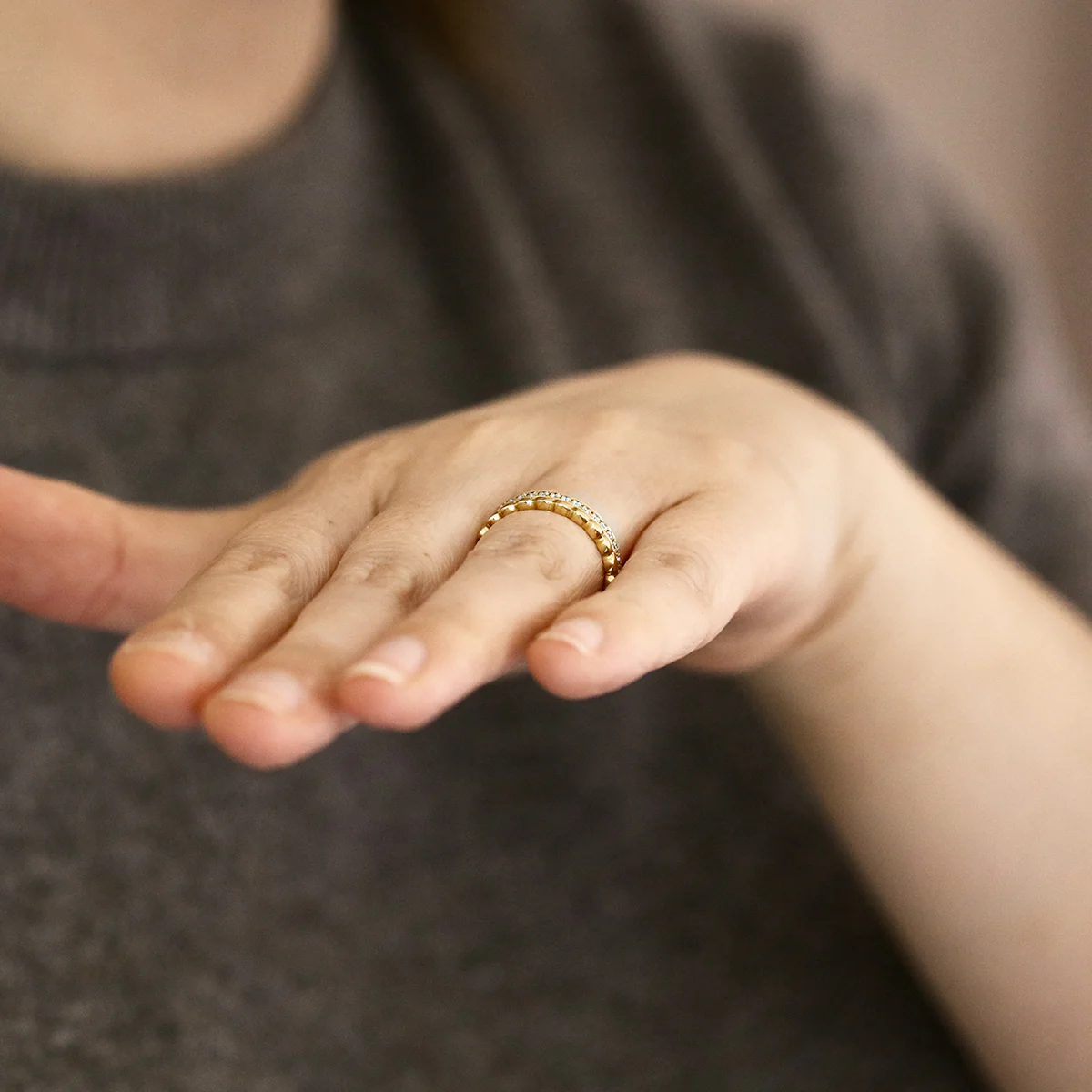 Everyday Diamonds Collection Double Row 0.23ct Diamond & Bead Ring | 18K Yellow Gold - Image 8