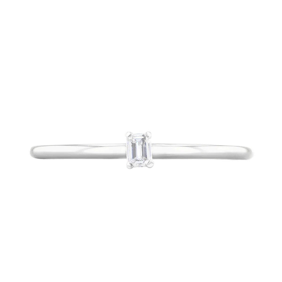 Everyday Diamonds Collection Emerald Cut Diamond Plain Stacking Ring | 9K White Gold - Image 2
