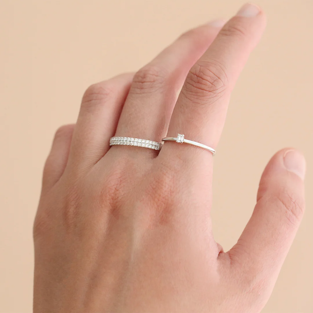 Everyday Diamonds Collection Emerald Cut Diamond Plain Stacking Ring | 9K White Gold - Image 7