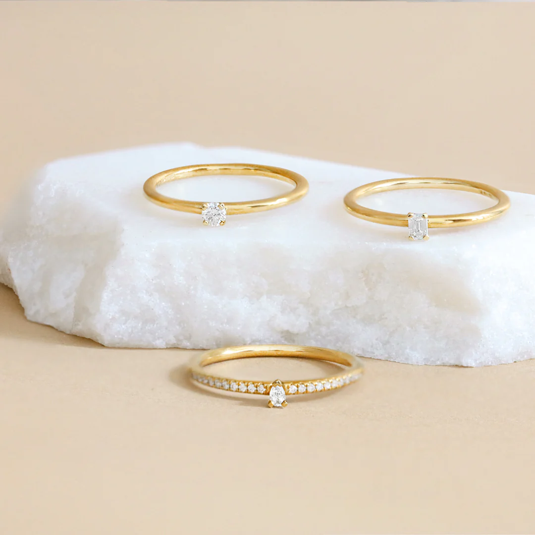 Everyday Diamonds Collection Emerald Cut Diamond Plain Stacking Ring | 9K Yellow Gold - Image 5