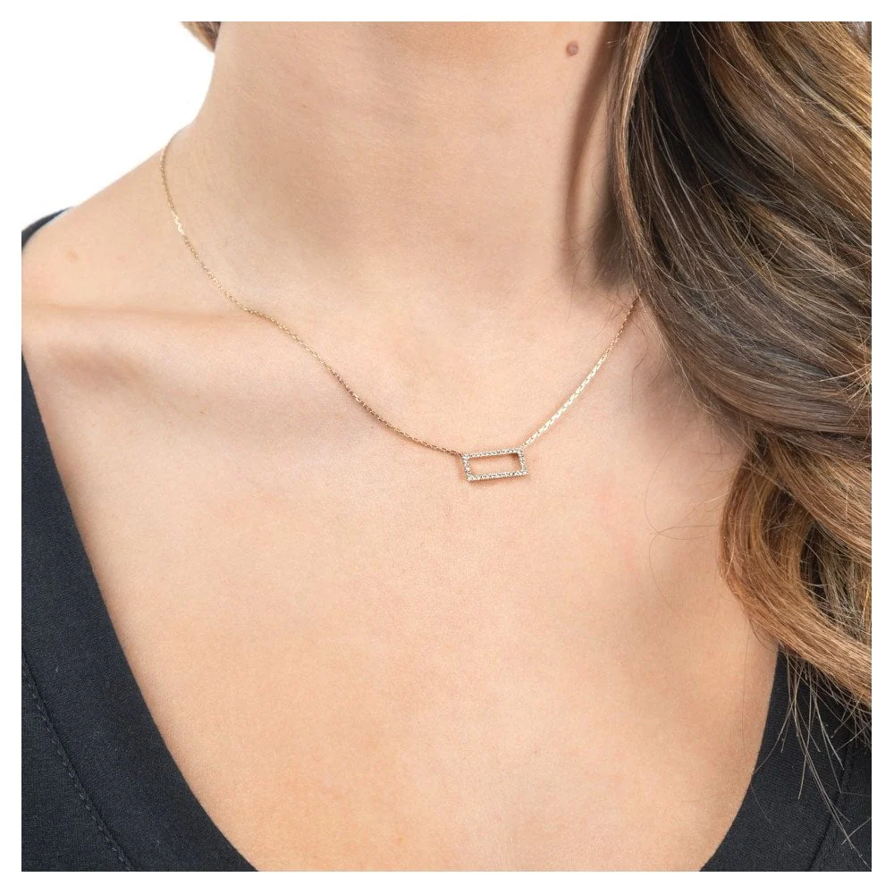 Everyday Diamonds Collection Geometric Rectangle Shape Necklace | 18K Yellow Gold - Image 3