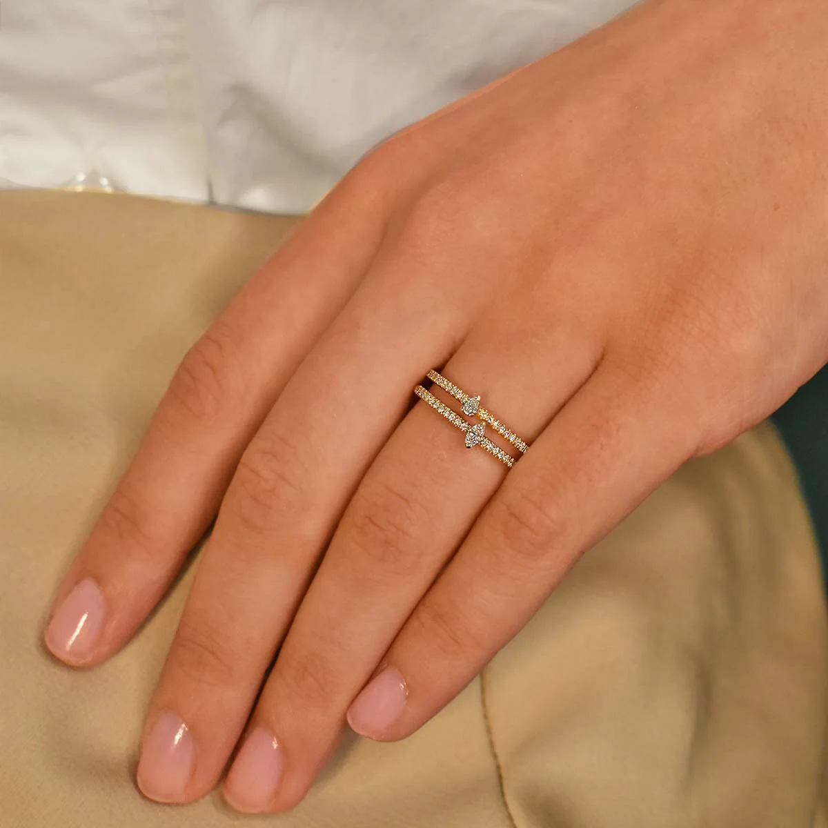 Everyday Diamonds Collection Marquise Shaped Diamond Stacking  Ring | 9K Yellow Gold - Image 5