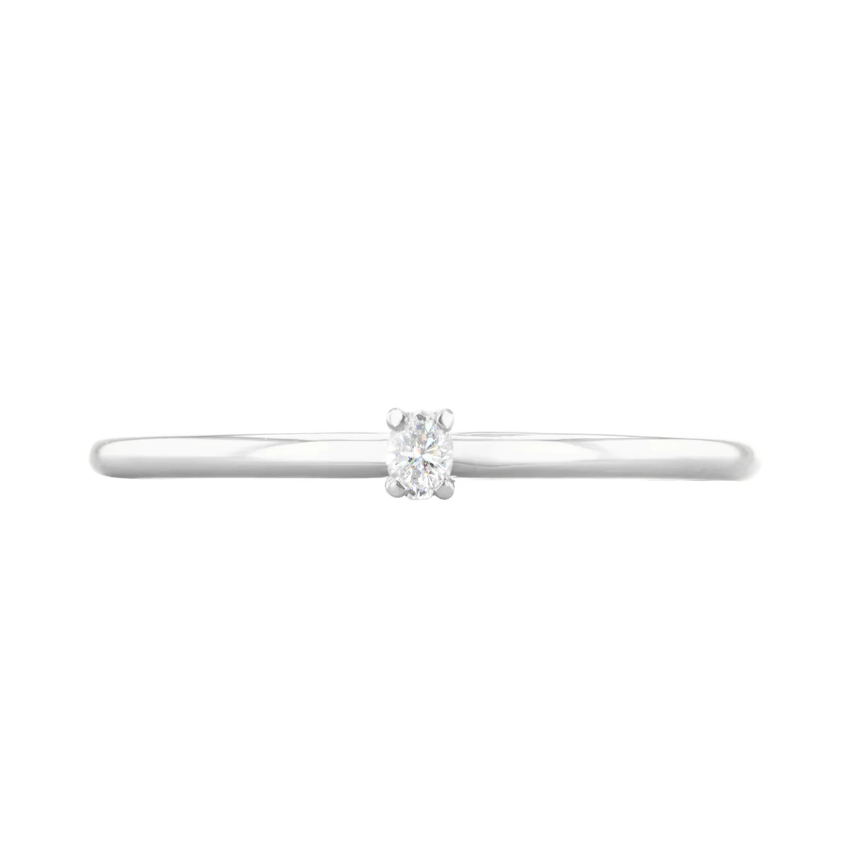 Everyday Diamonds Collection Oval Diamond Plain Stacking Ring | 9K White Gold - Image 2