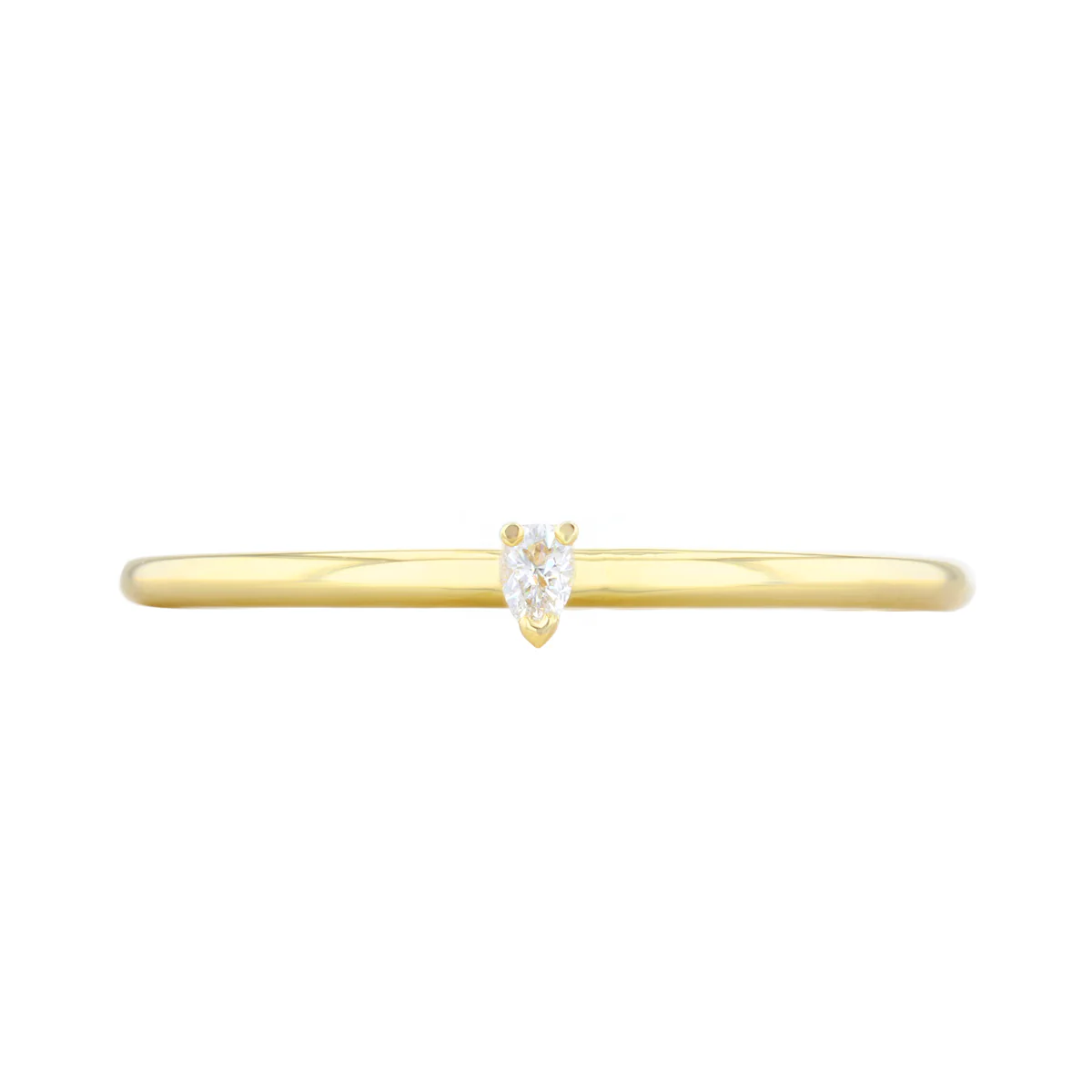 Everyday Diamonds Collection Pear Shape Diamond Plain Stacking Ring | 9K Yellow Gold - Image 2