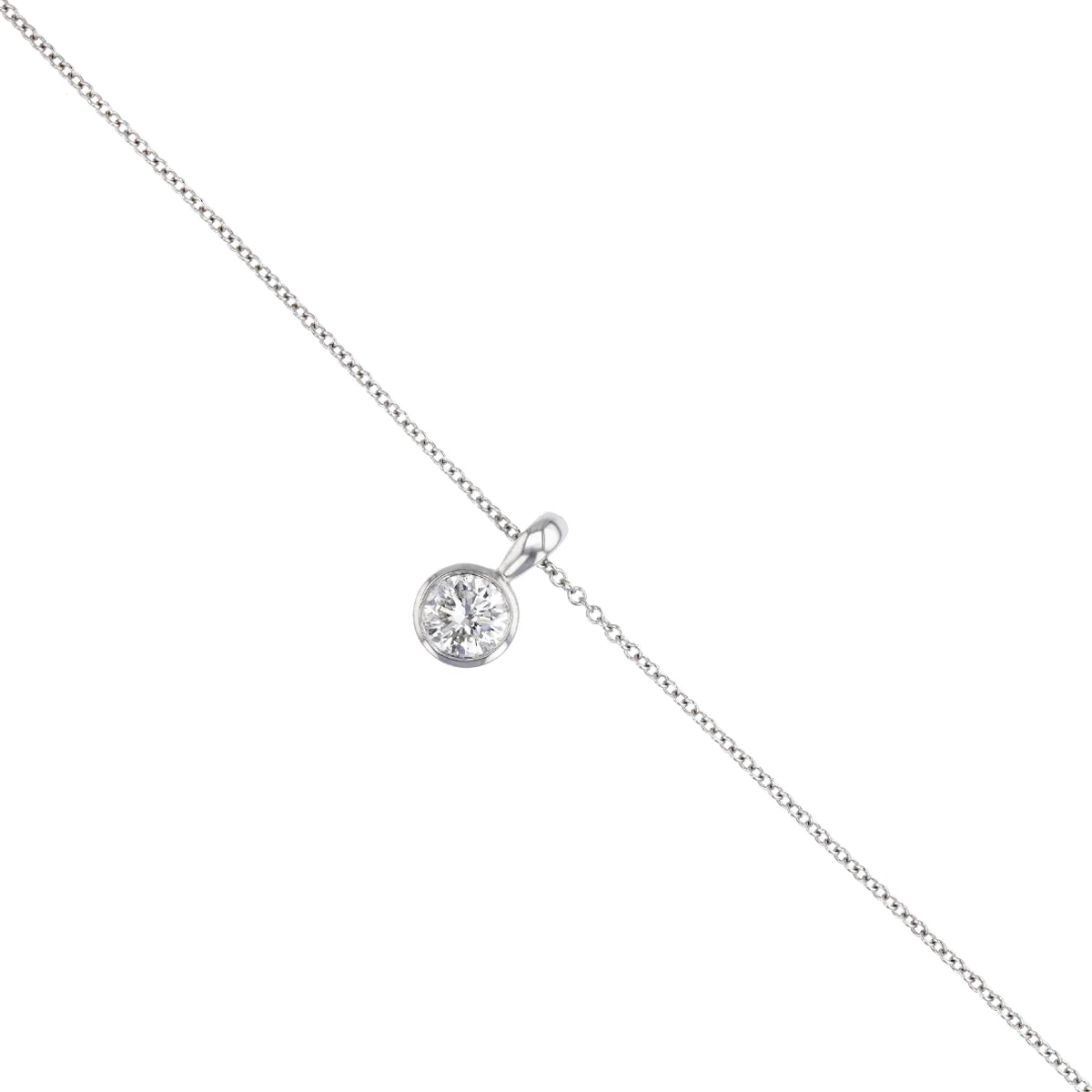 Everyday Diamonds Collection Round Brilliant Solitaire Rubover Pendant | 9K White Gold - Image 3