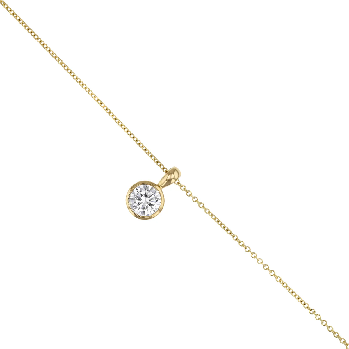 Everyday Diamonds Collection Round Brilliant Solitaire Rubover Pendant | 9K Yellow Gold - Image 3
