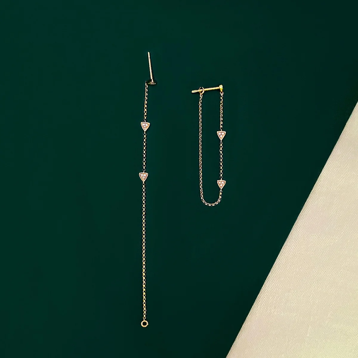 Everyday Diamonds Collection Triangle Drop Earrings | 9K Yellow Gold - Image 4