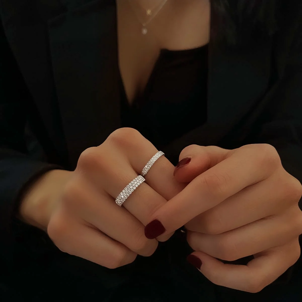 Everyday Diamonds Double Row Dress Ring | 9K White Gold - Image 6
