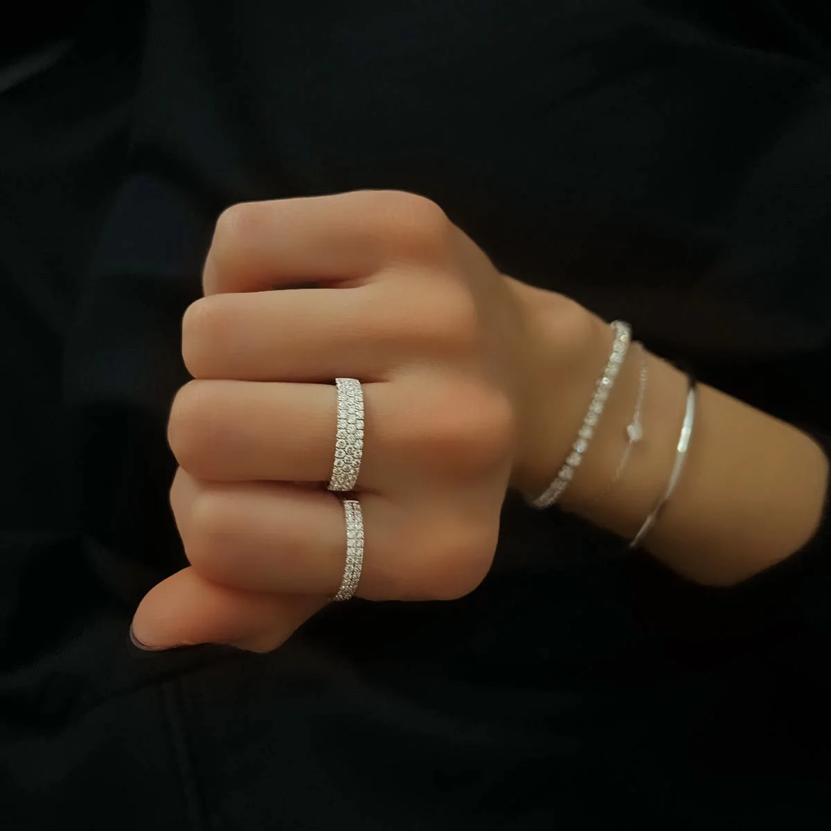 Everyday Diamonds Double Row Dress Ring | 9K White Gold - Image 7