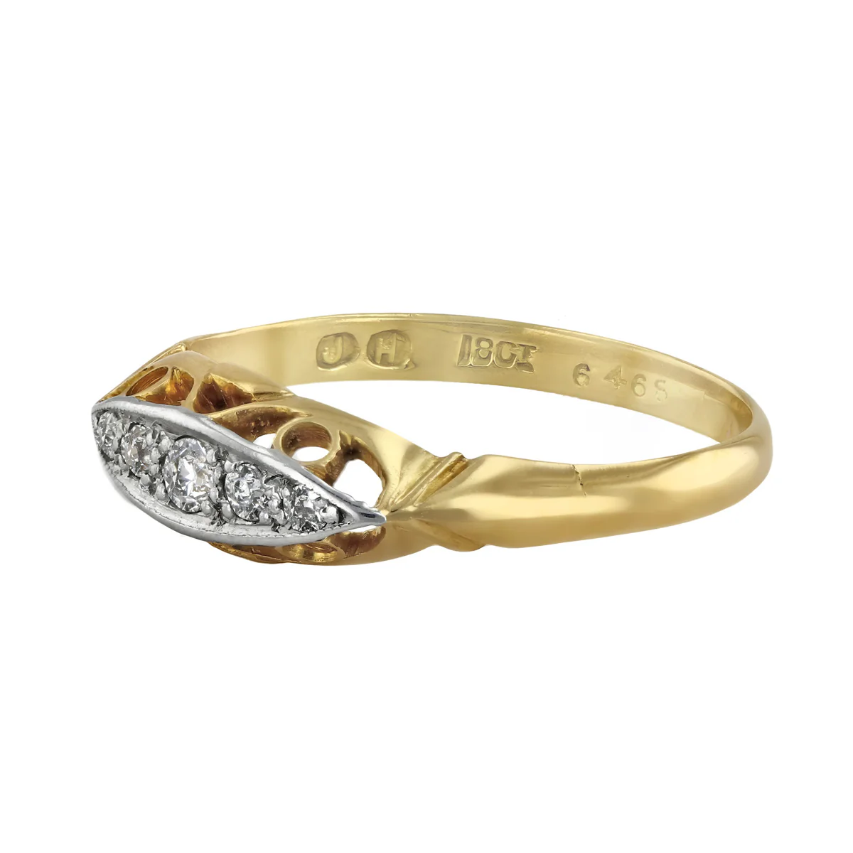 Five Stone Diamond Dress Ring | Pre-Loved | 18K Yellow Gold - Image 3