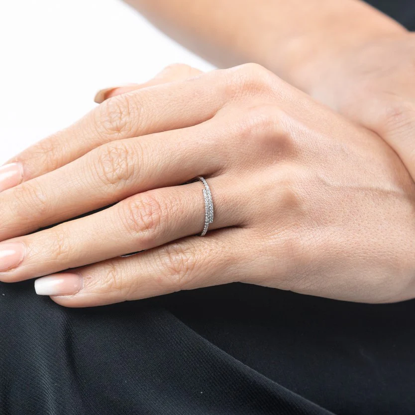 Geometric Collection Diamond & White Gold Crossover Ring - Image 3
