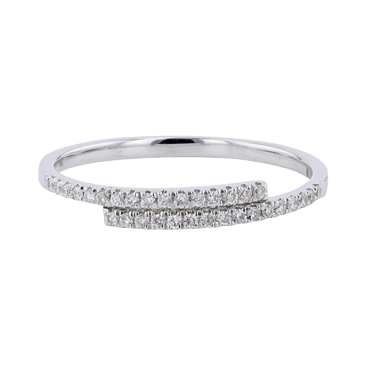 Geometric Collection Diamond & White Gold Crossover Ring - Image 8