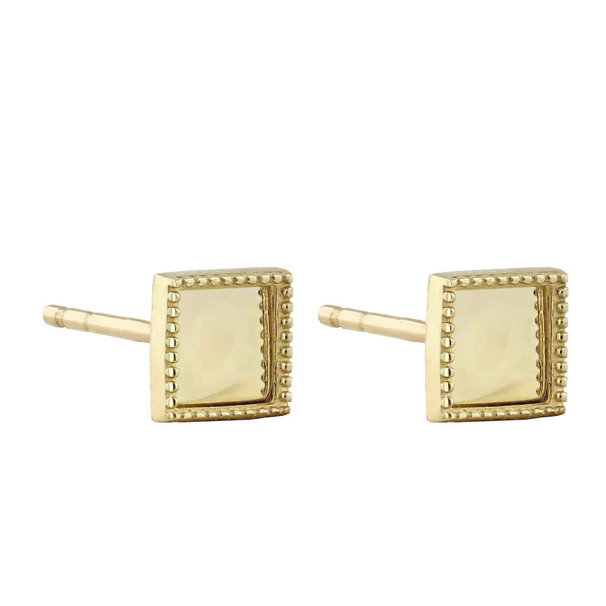 Geometric Square Shape Stud Earrings | 9K Yellow Gold - Image 3