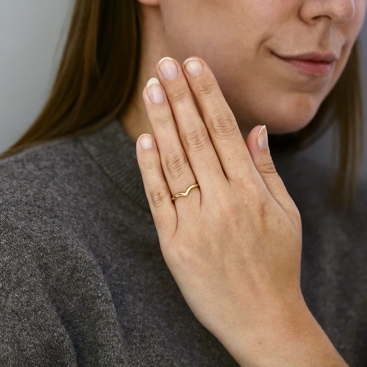 Grace Wishbone Plain Wedding Ring | 18K Yellow Gold - Image 6