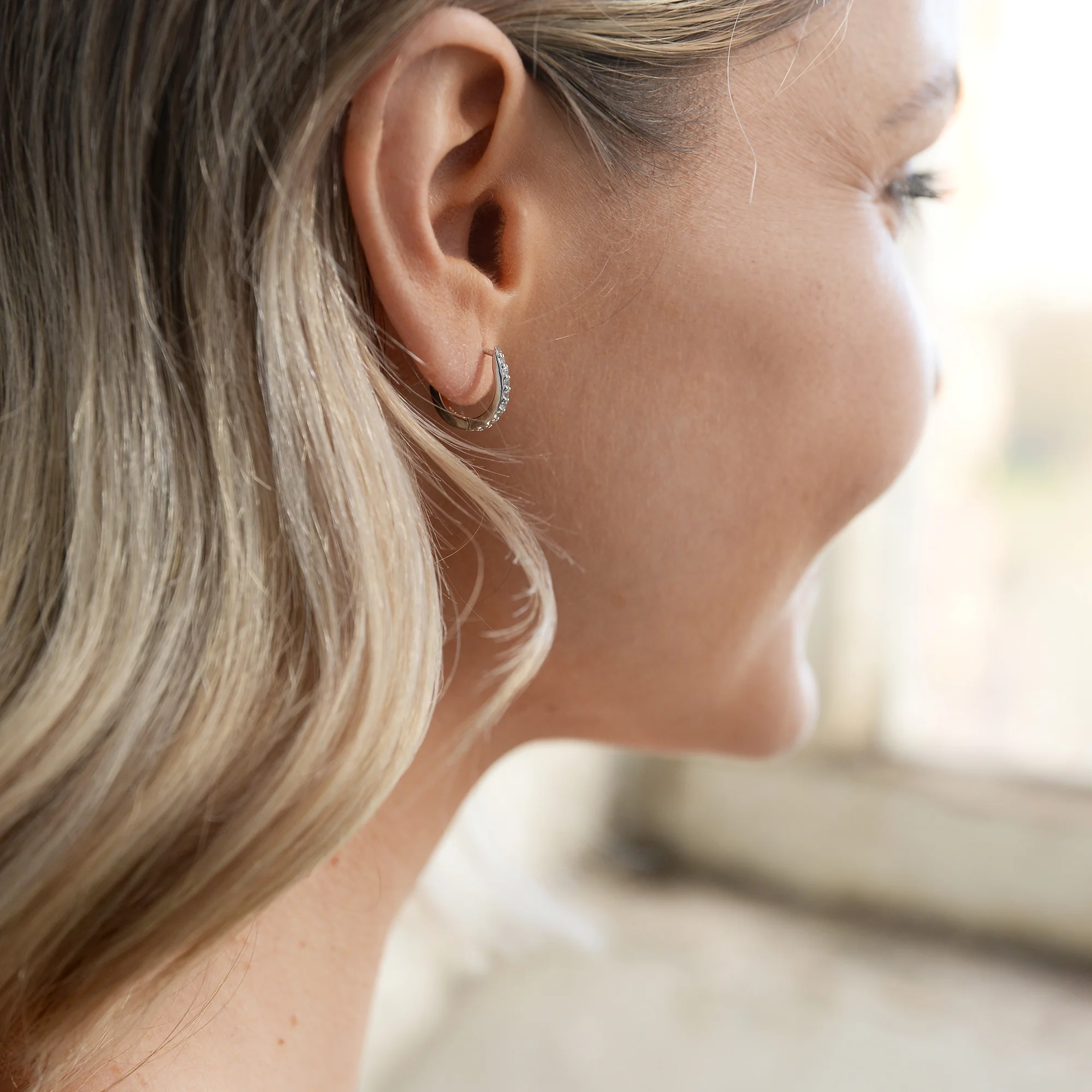Hot Diamonds White Topaz Constant Loop Earrings | Sterling Silver - Image 3