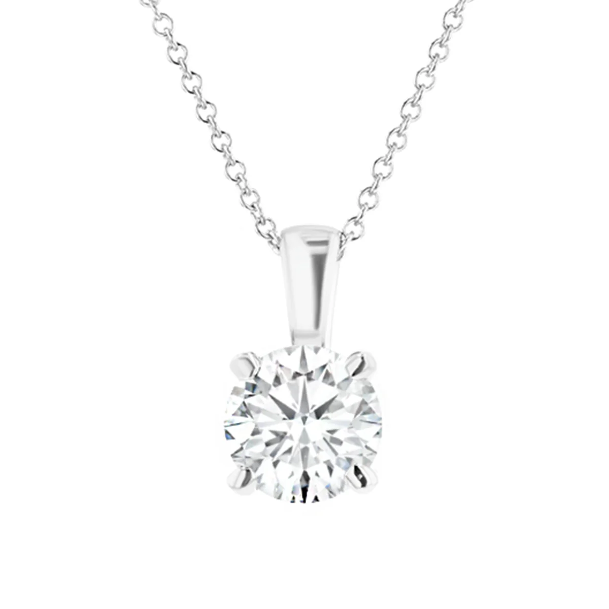 Lab Grown DEF Colour Diamond Round Cut Solitaire Pendant | 18K White Gold - Image 2