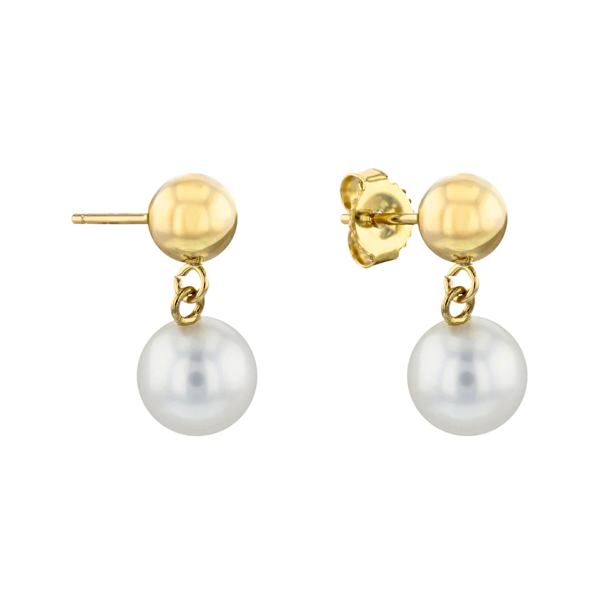 Mizuki Freshwater and Gold Ball Drop Earrings | 14K Yellow Gold - Image 2