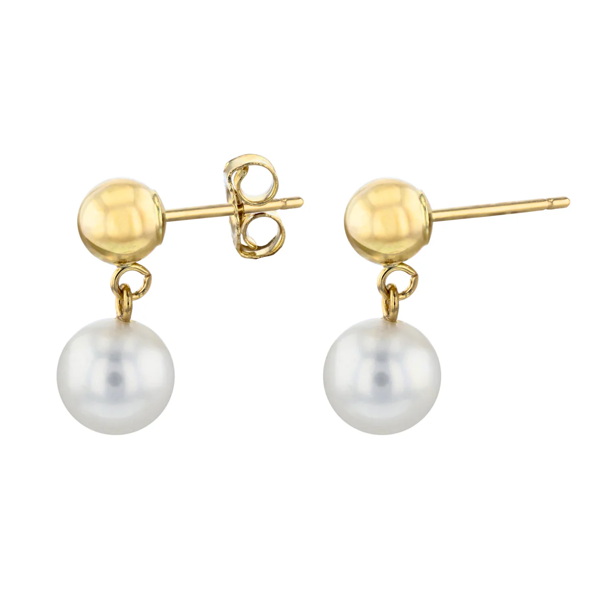 Mizuki Freshwater and Gold Ball Drop Earrings | 14K Yellow Gold - Image 4