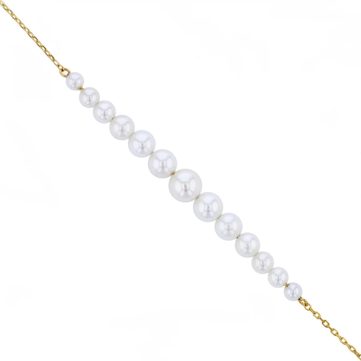 Mizuki Sea of Beauty Collection 16" Cascading Pearl Chain Necklace | 14K Yellow Gold - Image 4