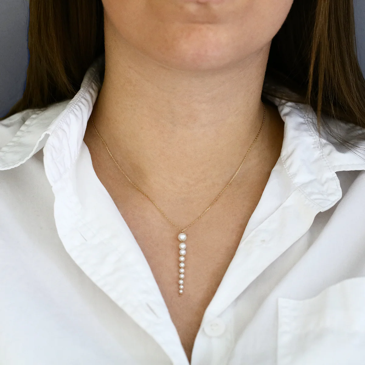 Mizuki Sea of Beauty Collection Cascading Akoya Pearl Drop Necklace | 14K Yellow Gold - Image 3