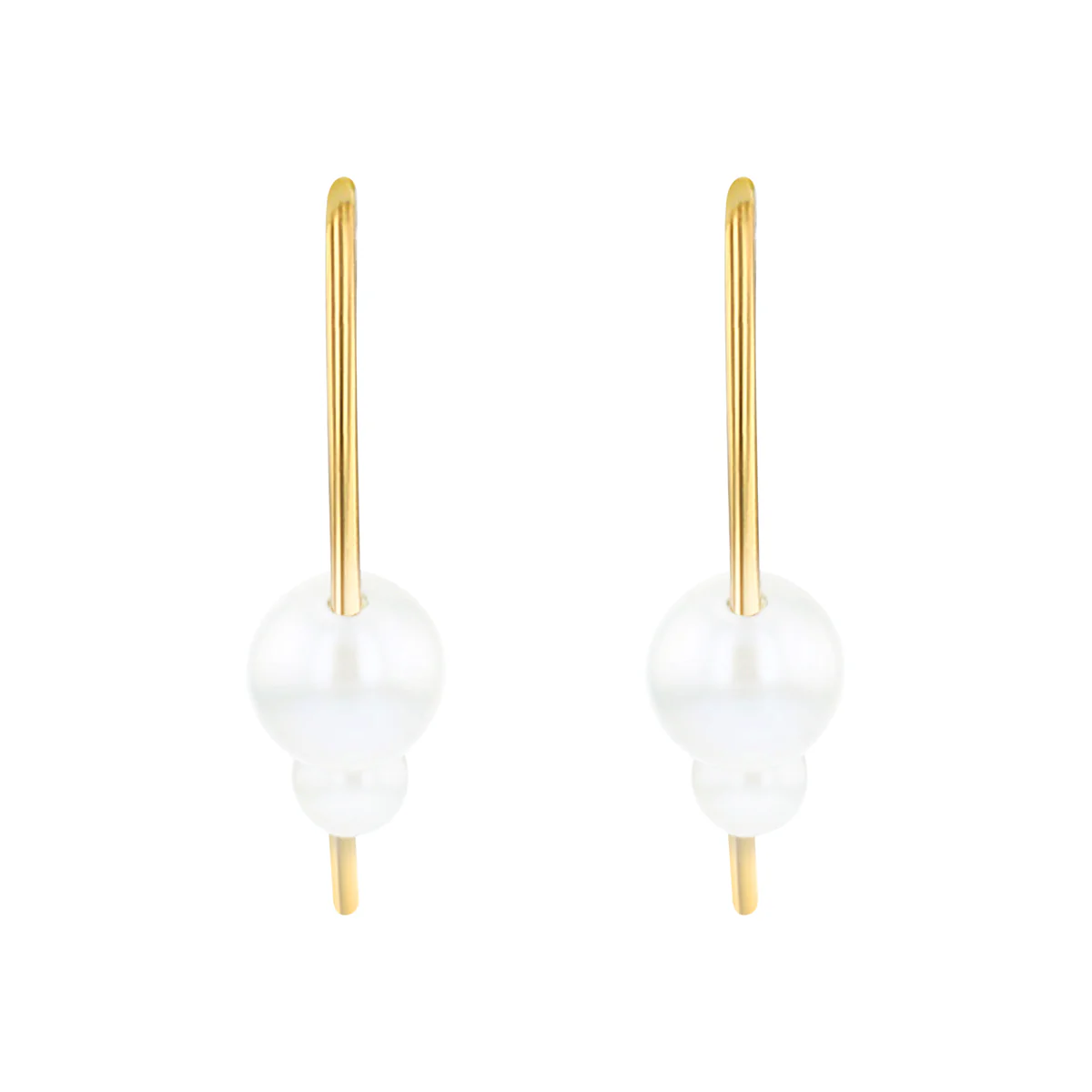Mizuki Sea of Beauty Collection Kissing Akoya Pearl Safty Pin Earrings | 14K Yellow Gold - Image 2