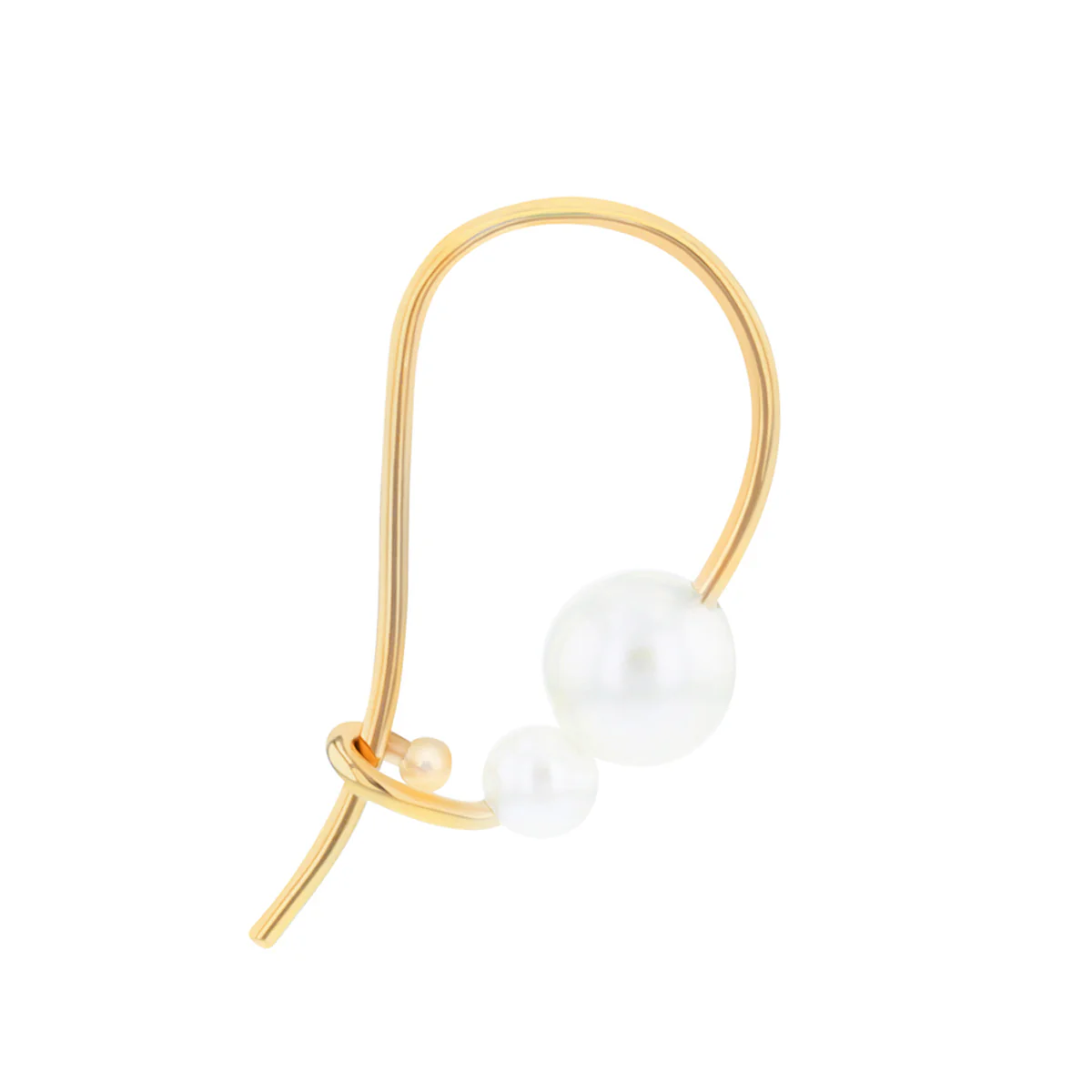 Mizuki Sea of Beauty Collection Kissing Akoya Pearl Safty Pin Earrings | 14K Yellow Gold - Image 3