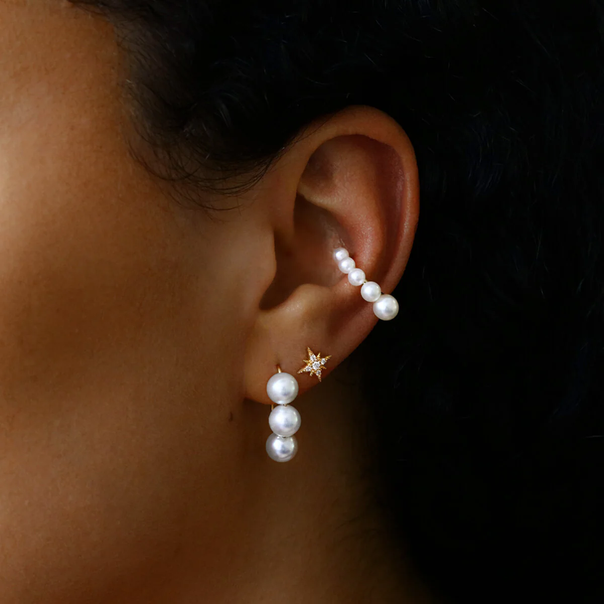 Mizuki Sea of Beauty Collection Medium Akoya  Safety Pin Earrings | 14K Yellow Gold - Image 5