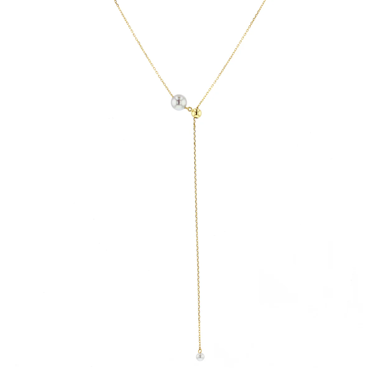 Mizuki Sea of Beauty Collection Single Pearl Adjustable Lariat Necklace | 14K Yellow Gold - Image 2
