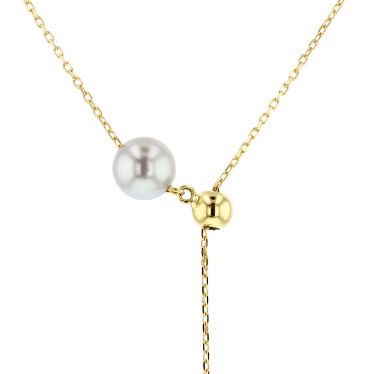 Mizuki Sea of Beauty Collection Single Pearl Adjustable Lariat Necklace | 14K Yellow Gold - Image 3