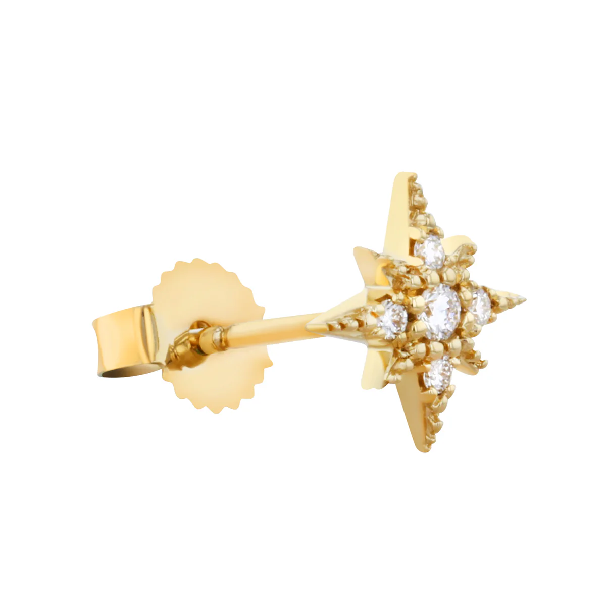 Mizuki Sea of Beauty Collection Small Diamond Star Stud Earrings | 14K Yellow Gold - Image 3