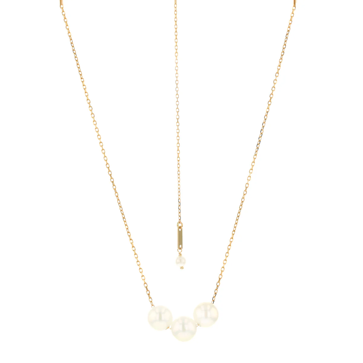 Mizuki Sea of Beauty Collection Three Akoya Pearl  Lariat | 14K Yellow Gold - Image 3