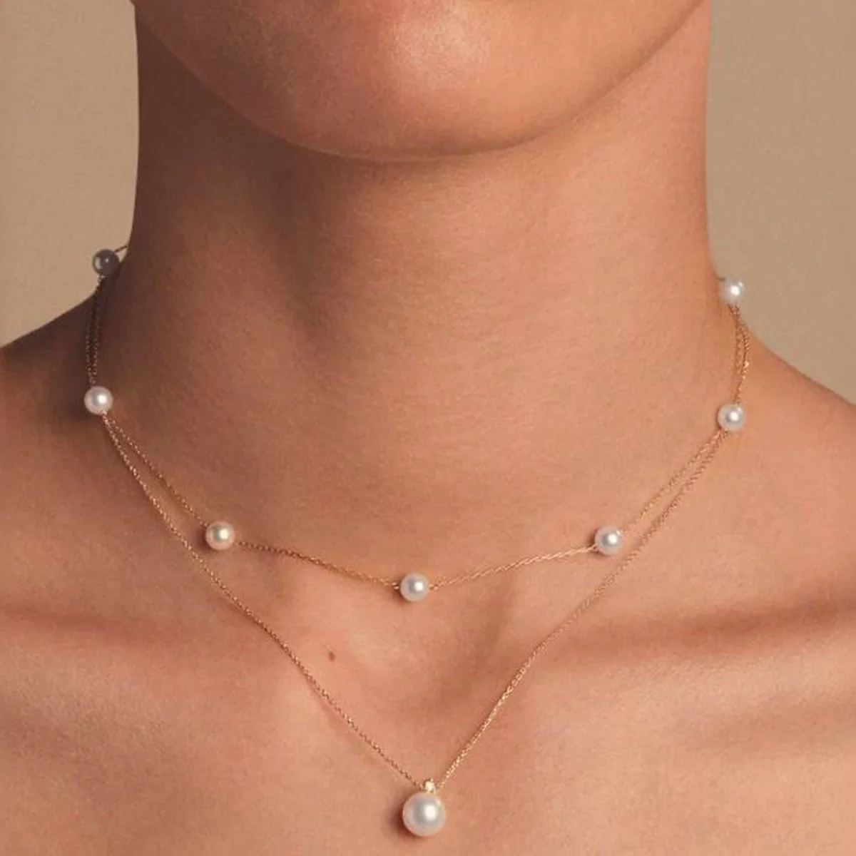Mizuki Sea of Beauty Large Floating Pearl Necklace | 14K Yellow Gold - Image 4