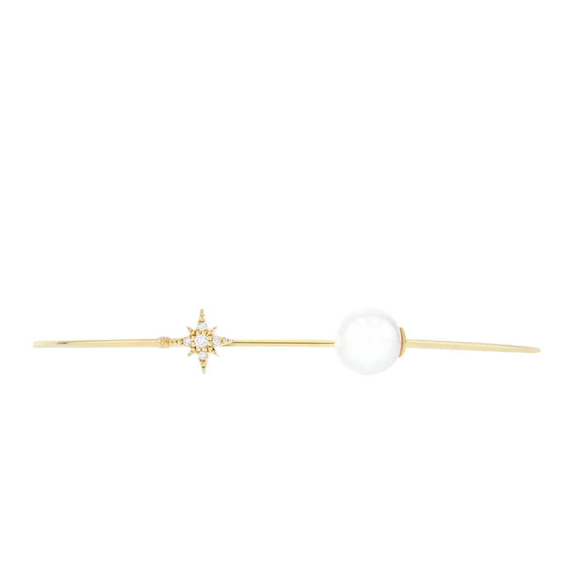 Mizuki Sea of Beauty Small Diamond Star & Freshwater Pearl Cuff |14K Yellow Gold - Image 2