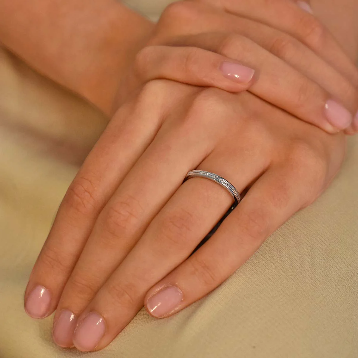 Everyday Diamonds Collection 2mm Baguette Cut Diamond Half Eternity Ring | 18K White Gold - Image 5