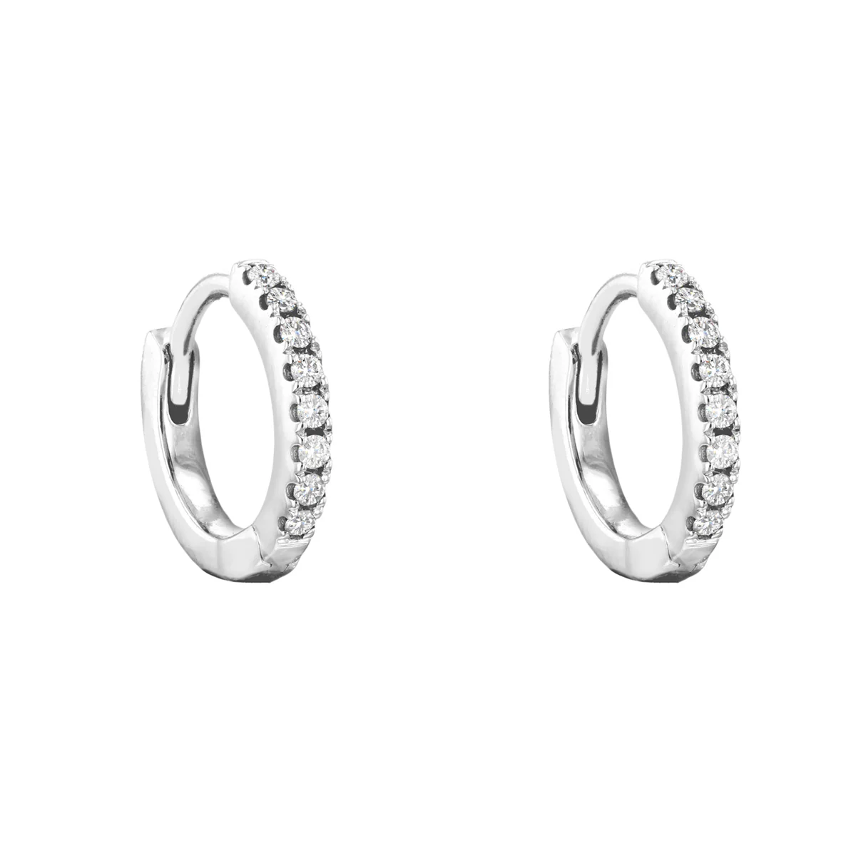 Everyday Diamonds 9.8mm Diamond Hoop Earrings |  9K White Gold - Image 3