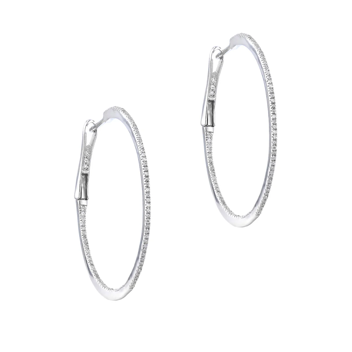 Everyday Diamonds Large Diamond  Hoops | 9K White Gold - Image 3