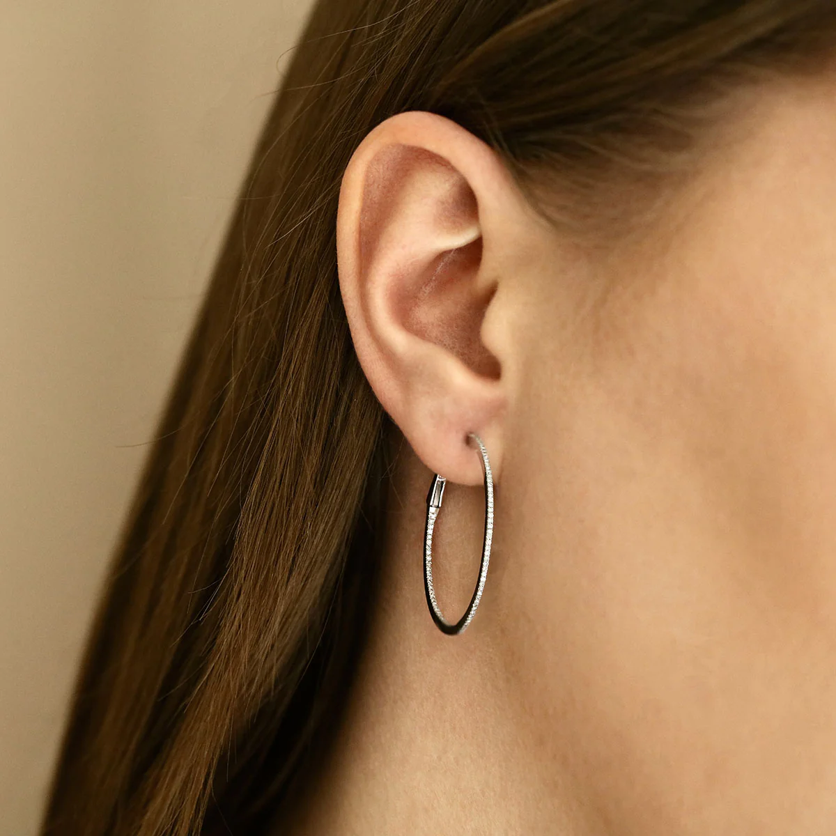 Everyday Diamonds Large Diamond  Hoops | 9K White Gold - Image 5