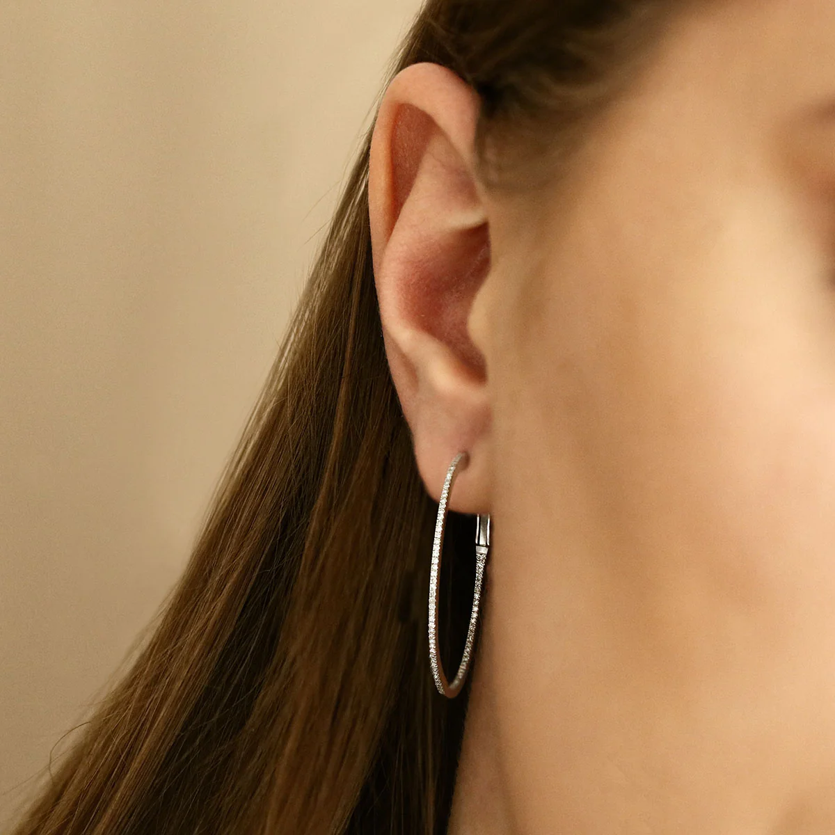 Everyday Diamonds Large Diamond  Hoops | 9K White Gold - Image 6