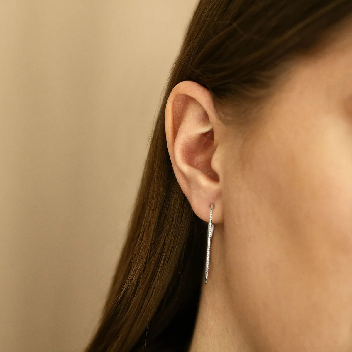 Everyday Diamonds Large Diamond  Hoops | 9K White Gold - Image 7